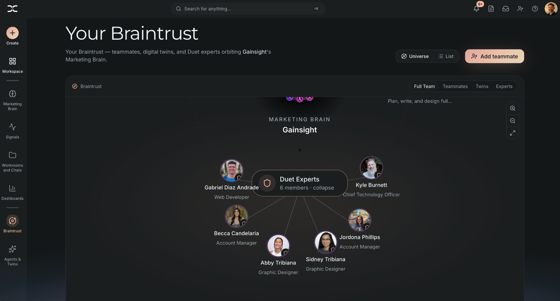 HITL Network specialist marketplace with vetted designer, copywriter, video, and strategist profiles